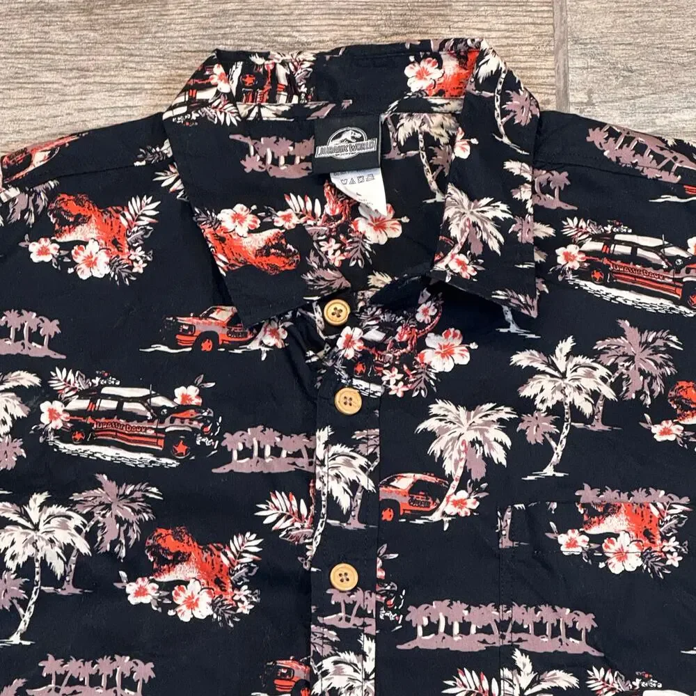 Jurassic World Men's Hawaiian Style Button Down- L